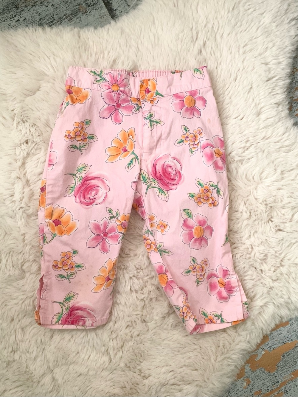 Vintage Oshkosh B’Gosh Pink Floral Rose Stretchy Pants 2/2T